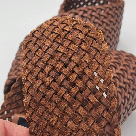 Banana Republic Woven Leather Boho/Southwestern Belt With Detailed Square Buckle - Picture 3 of 10